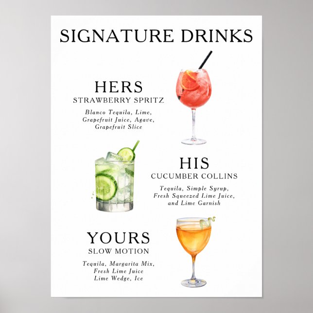 Signaturdrycker Bröllopscocktail Affisch (Framsidan)