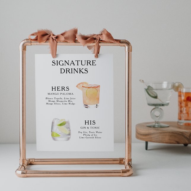 Signaturdrycker Bröllopscocktail Meny Affisch (Skapare uppladdad)