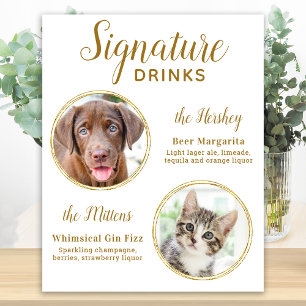 Signaturdrycker Elegant Guld Pettedjur Bröllop 2 F Poster