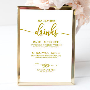 Signaturdrycker Elegant Guld Skrift Bröllopsskylt Poster
