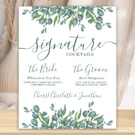Signaturdrycker Eucalyptus Personlig Bröllop Poster