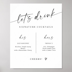 Signaturdrycker Modern handskriven vigselskylt Poster