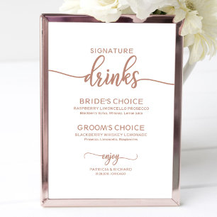 Signaturdrycker Rose Gold Koppar Bröllopsskylt Poster