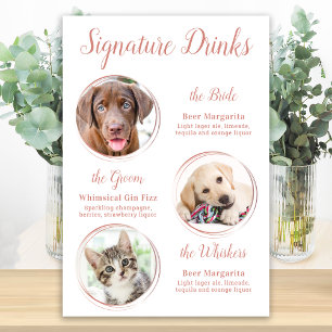 Signaturdrycker Rose Gold Pet Wedding 3 bilder Poster
