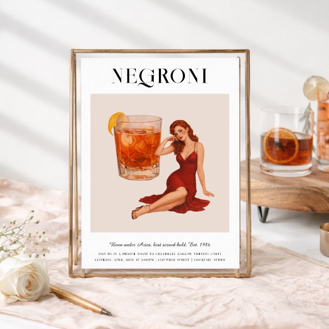 Signature Cocktail | Aries Zodiac Birthday Inbjudningar (Skapare uppladdad)