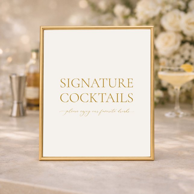 Signature Cocktails Elegant Wedding Bar Sign Poster (Skapare uppladdad)