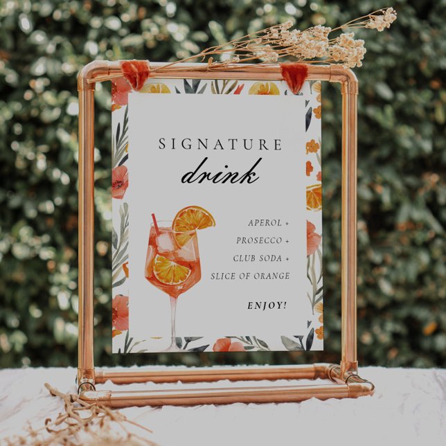 Signature Drink Aperol Bridal Shower Sign Poster (Skapare uppladdad)