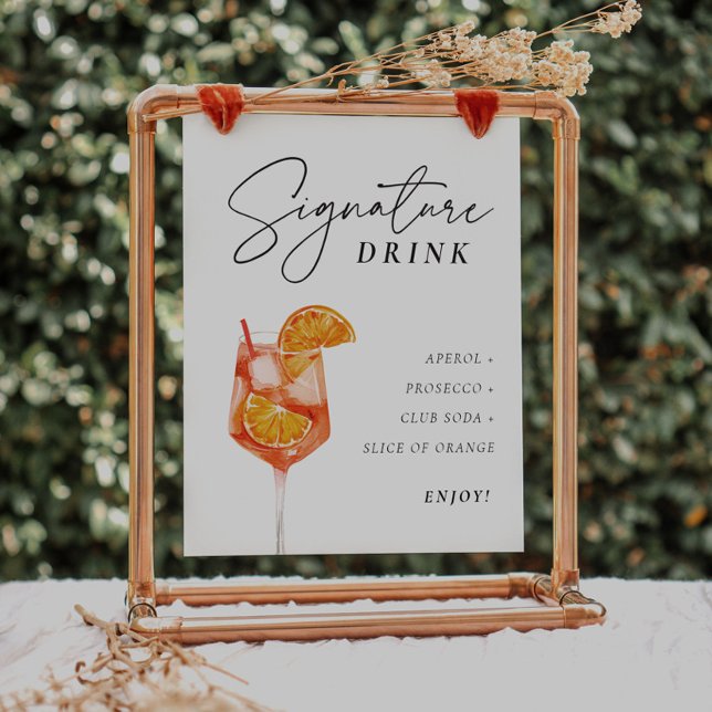 Signature Drink Aperol Bridal Shower Sign Poster (Skapare uppladdad)