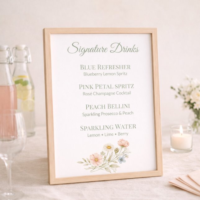 Signature Drink Menu Sign Wildflower Paper Sheet (Skapare uppladdad)
