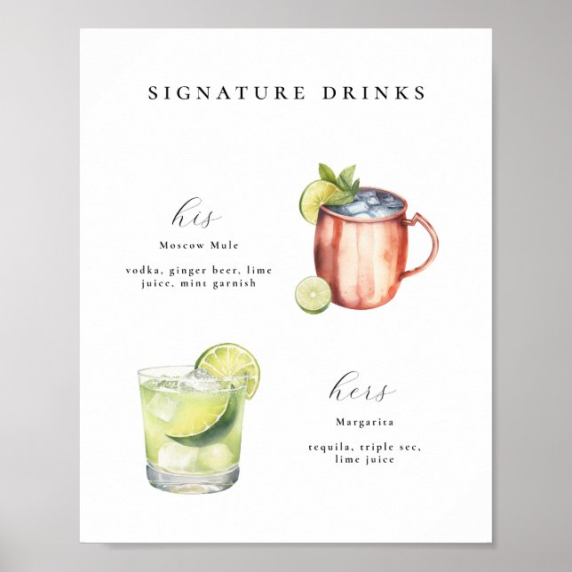 Signature Drinks Wedding Cocktails Poster (Framsidan)