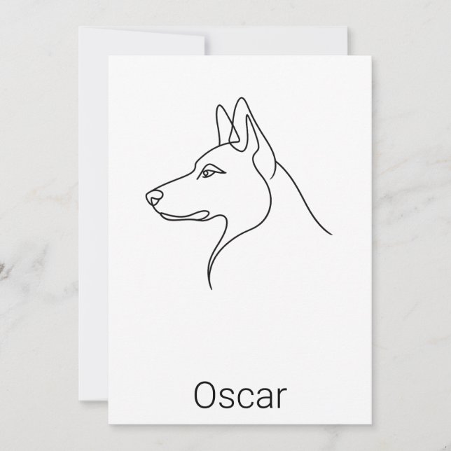 Signature German Shepherd One Line Art Personalize Kort (Framsida)