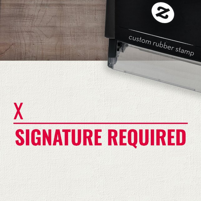 Signature Required with x signing line - Bold Självfärgande Stämpel (Custom Teacher Stamp - Self Inking Rubber Stamp)