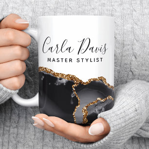 Signature Script Agate Svart Och Guld Marble Salon Kaffemugg