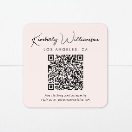 Signature Script QR Code Pink Fyrkantigt Klistermärke