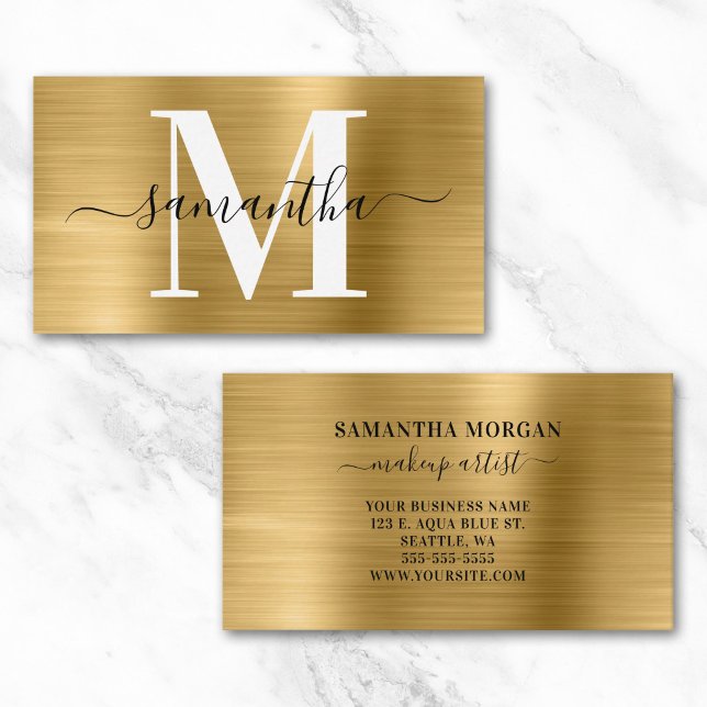 Signaturmonogram Guldskimmer Visitkort (Signature Monogram Gold Shimmer Business Card)