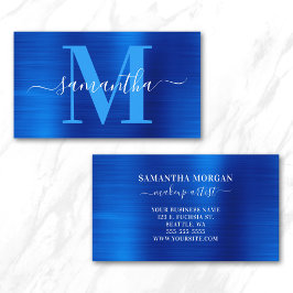 Signaturmonogram Royalblå Shimmer Visitkort