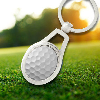 Signaturserien golfbollspresenter ovalt silverfärgad nyckelring