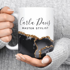 Signaturskript Agate Svart Och Guld Marble Salong Kaffemugg