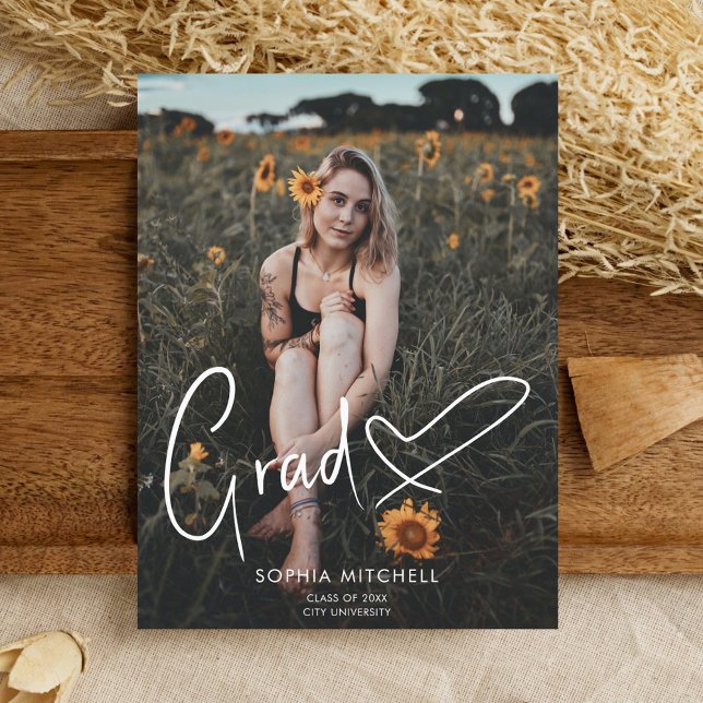 Signaturskript Hjärtfoto Examenfest Meddelande Vykort (Skapare uppladdad)