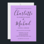 Signaturskript Lavendel Syrlilja Orkidé Bröllop Inbjudningar<br><div class="desc">Med signaturstilnamn kan denna eleganta bröllopsinbjudan anpassas med din information i chic skrivstil på en lavendel syrlilja orkidé bakgrund. Du kan anpassa bakgrundsfärgen för att matcha ditt bröllopstema. Designad av Thisisnotme©</div>