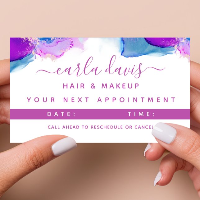 Signaturskript Lila Blå Alkoholbläck Tidsbeställning Kort (Skapare uppladdad)