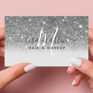 Signaturskript Silver Glitter Modernt Feminint Visitkort
