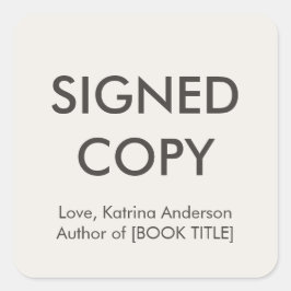 Signed Copy Book Author Authograph Indie Fyrkantigt Klistermärke