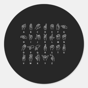Signera Alphabet Döv Mute ASL Döv Awarenes Runt Klistermärke