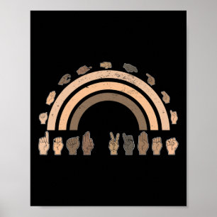 Signera Dövet Vibes Awarenes Asl Hand Gesture Poster