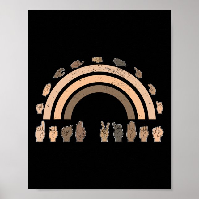 Signera Dövet Vibes Awarenes Asl Hand Gesture Poster (Framsidan)