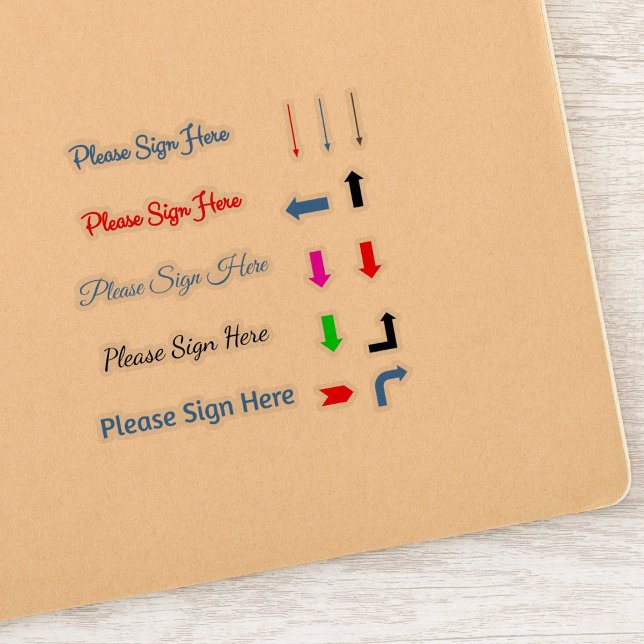 Signera här pilar klistermärken (sign here)