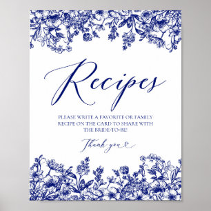 Signera Lämna om mottagare av blått Blommigt Poster