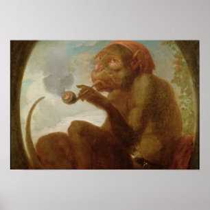 Signera med en apa som röker ett rör poster