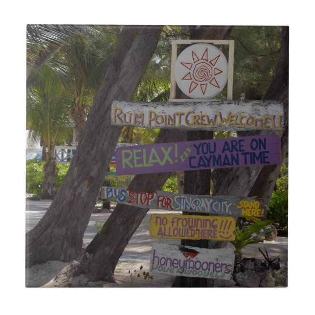 Signera post Rum Point Grand Cayman Kakelplatta (Framsidan)