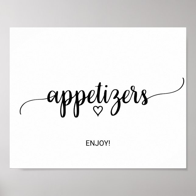 Signera Simple Black Calligraphy Appetizers Poster (Framsidan)