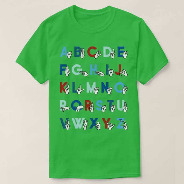Signera språk ASL Alphabet Baseball T Shirt (Design framsida)