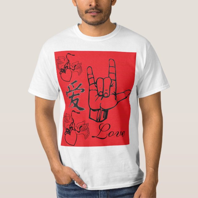 Signera språk I kärlek-symbolen T-shirt (Framsida)