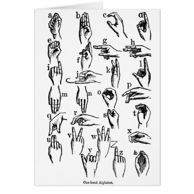 Signera språkalfabet hälsningskort (Framsidan)