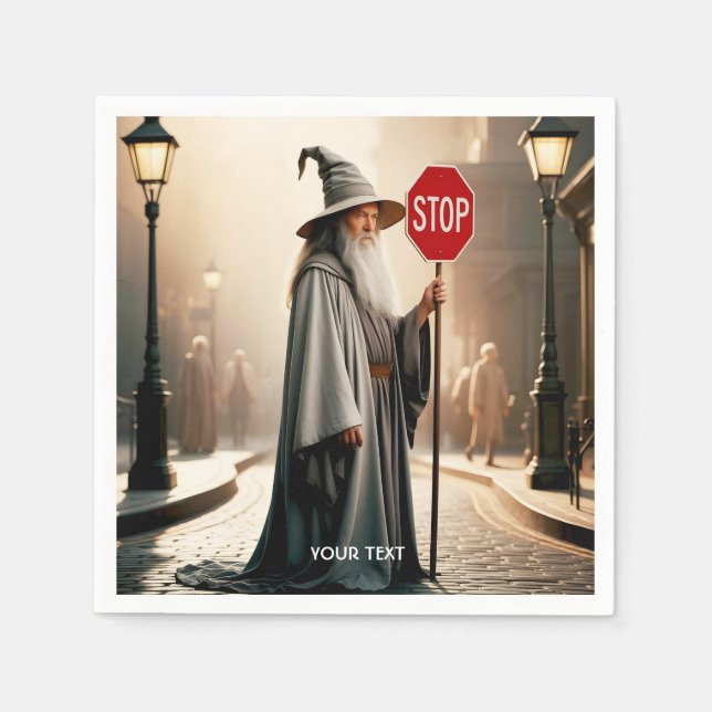 Signera stopp för Fantasy Cute Wizard Pappersservett (Framsidan)