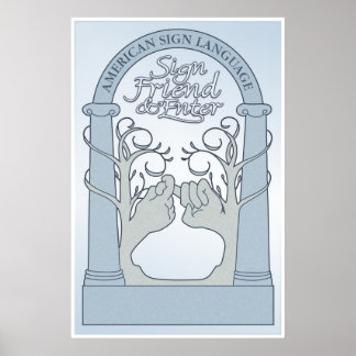 Signera väninna och ange (ASL) Poster