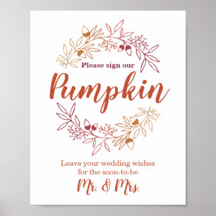 Signera vår Pumpkin Bröllop Förlovning Guestbook Poster