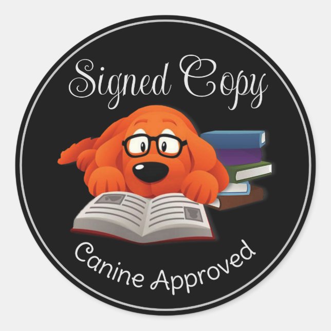 Signerad kopia Hund godkänd Runt Klistermärke (Framsida)