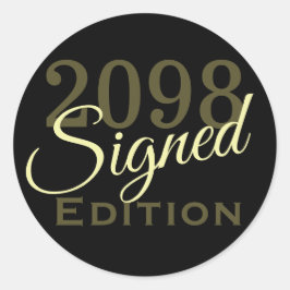 Signerad Runt Klistermärke