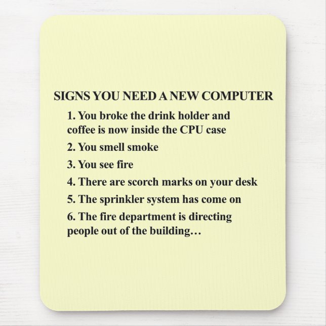 Signerar att du behöver en ny dator 2 musmatta (Framsidan)