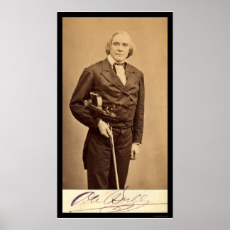 Signerat kort för Violin Virtuoso, Ole Bull 1864 Poster
