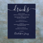 Signering på menyn Namnteckning skript på marint b Poster<br><div class="desc">Den här eleganten är ett minsta menytecken för blåa drycker i marinen är perfekt för firande i bröllop. Designad av Thisisnotme©</div>