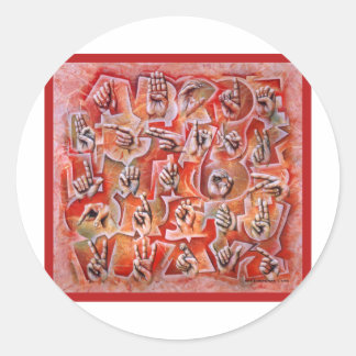 Signeringsspråk Alphabet2 Runt Klistermärke