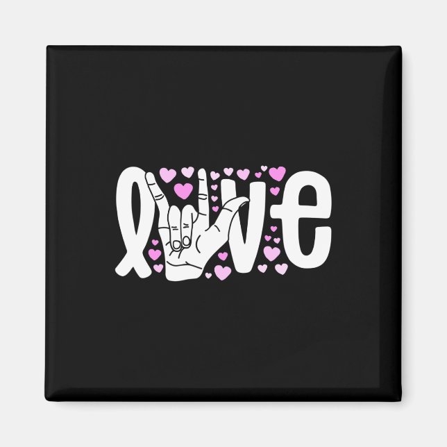 Signeringsspråk Kärlek ASL Be om Dövets medvetenhe Magnet (Framsidan)