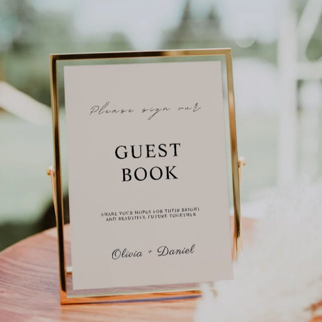 Signmall för Sage Boho Bröllop Guest Bok Inbjudningar (Sage Boho Wedding Guest Book Sign Template)