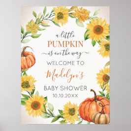 Signo de bienvenida de girasoles y calabazas poster